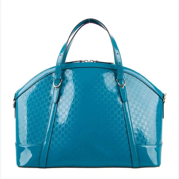GUCCI MICROGUCCISSIMIA PATENT LEATHER SATCHEL - Picture 1 of 9
